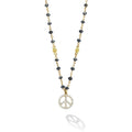 Caviar Gold 18K Gold and Black Spinel Peace Sign Pendant Necklace