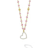 18k gold and pink sapphire gemstones accented with round diamonds in a heart motif form this pendant necklace. LAGOS diamonds are the highest quality natural stones.