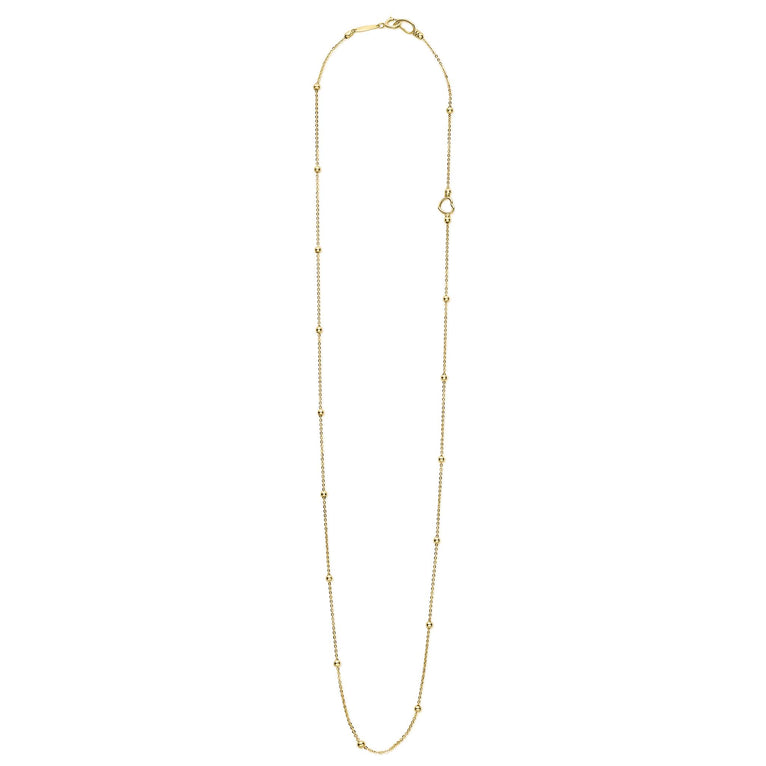 Full view of 18K Gold Station Beaded Necklace