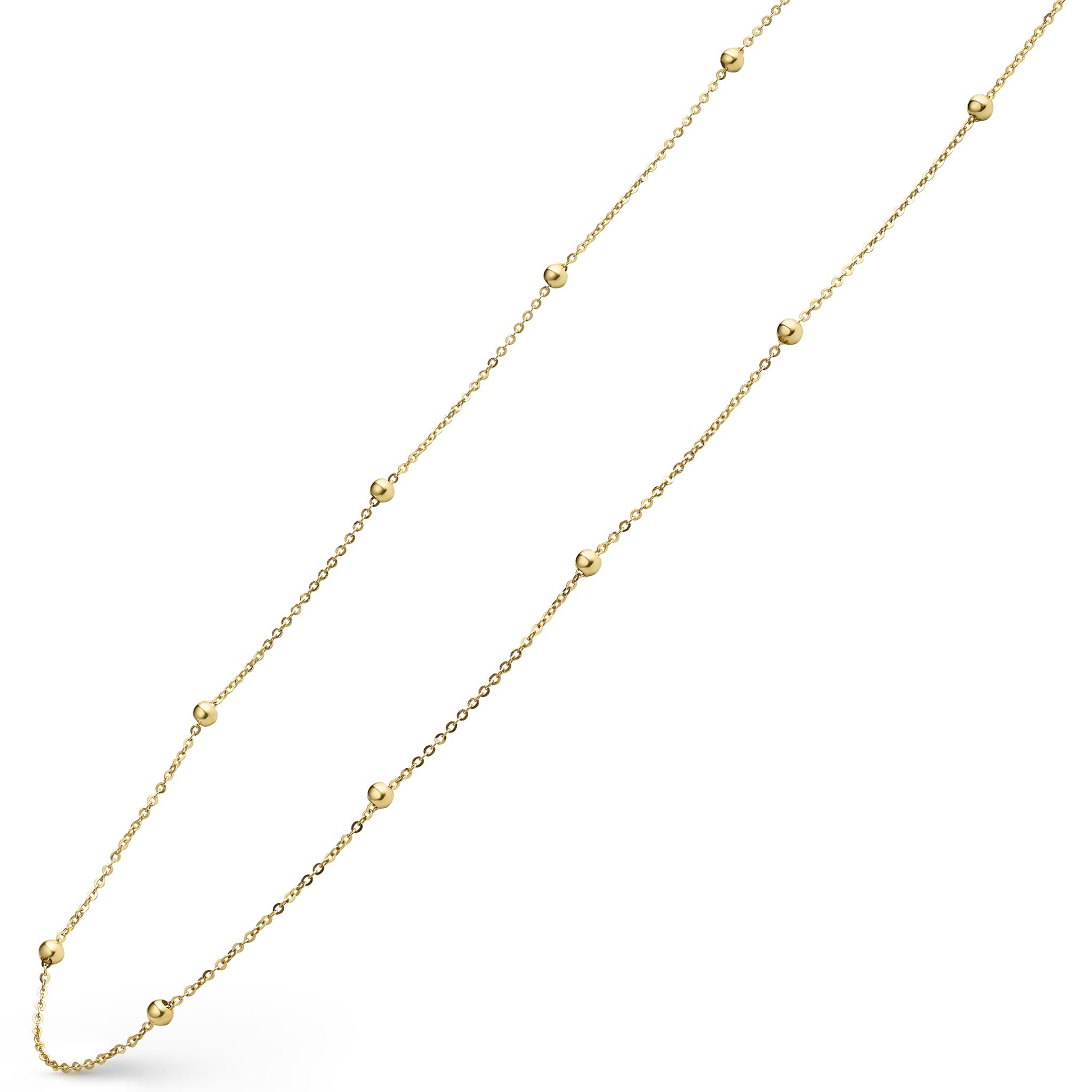 Closeup of 18K Gold Station Beaded Necklace