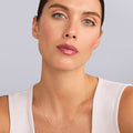 Woman wearing 18K Gold Station Beaded Necklace