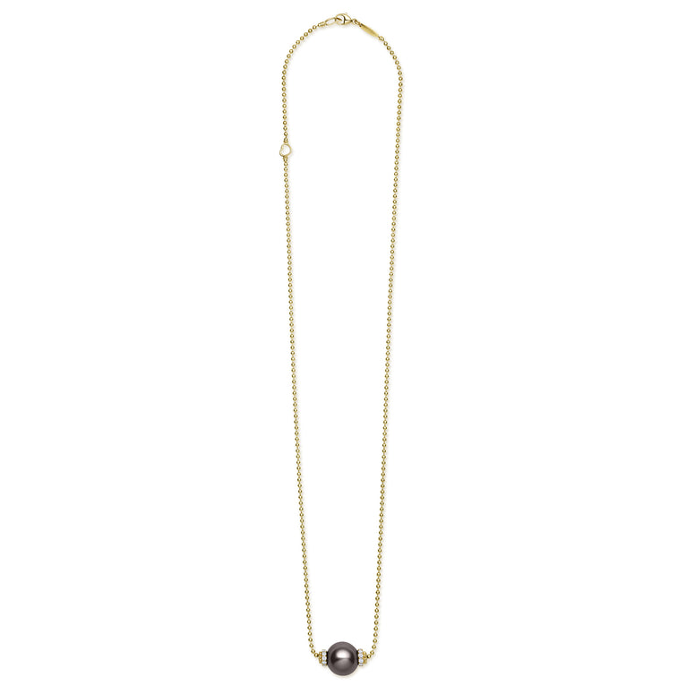 Luna 18K Gold Black Pearl Chain Necklace