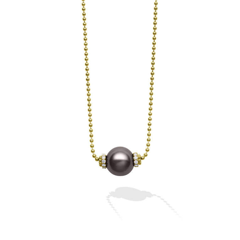 Luna 18K Gold Black Pearl Chain Necklace