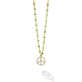 Caviar Gold 18K Gold Emerald and Diamond Peace Sign Pendant Necklace