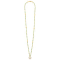 Caviar Gold 18K Gold Emerald and Diamond Peace Sign Pendant Necklace