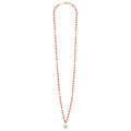 Caviar Gold 18K Gold Coral Beaded Diamond Star Pendant Necklace