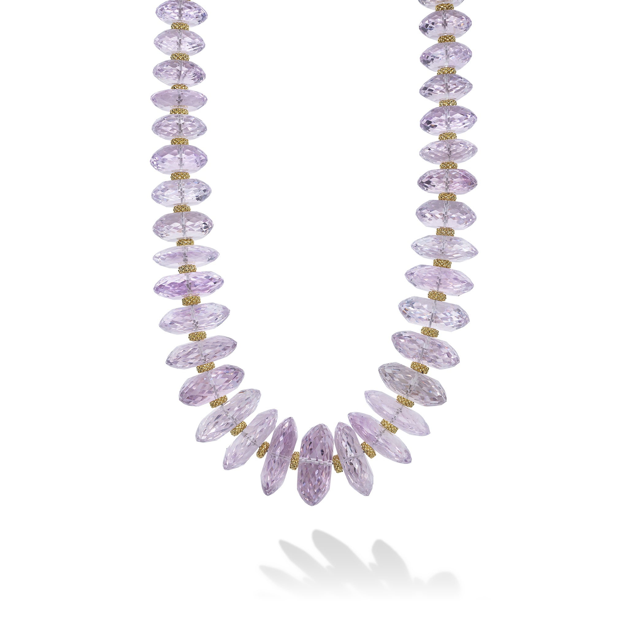 Caviar Gold 18K Gold Pink Amethyst Necklace