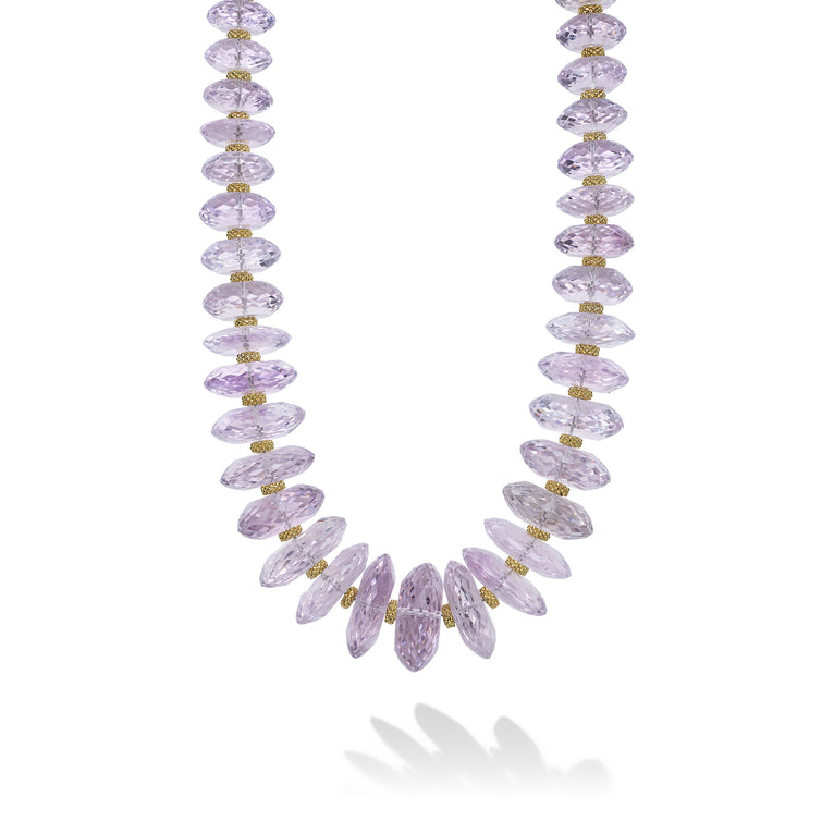 Caviar Gold 18K Gold Pink Amethyst Necklace