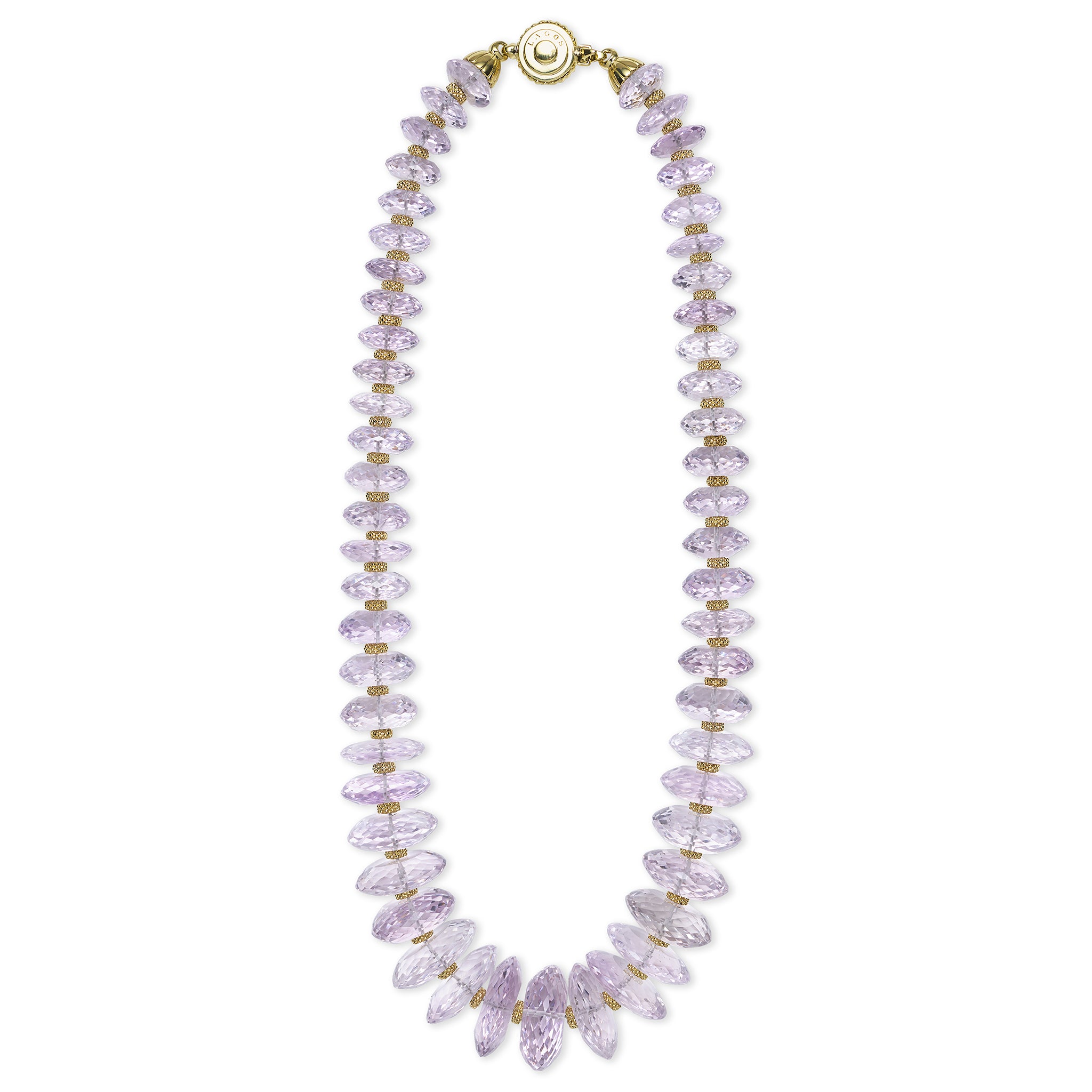 Caviar Gold 18K Gold Pink Amethyst Necklace