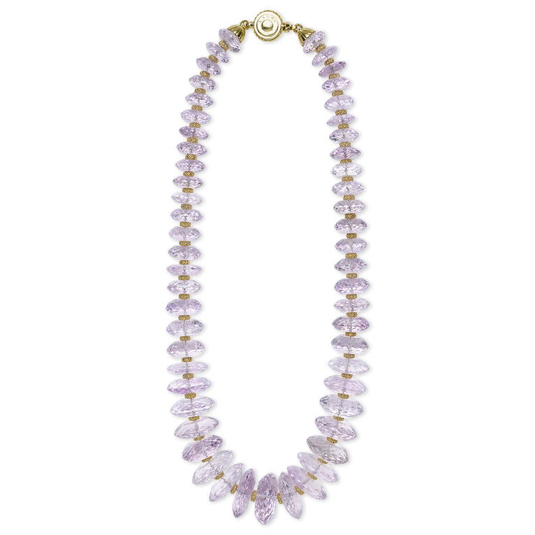 Caviar Gold 18K Gold Pink Amethyst Necklace