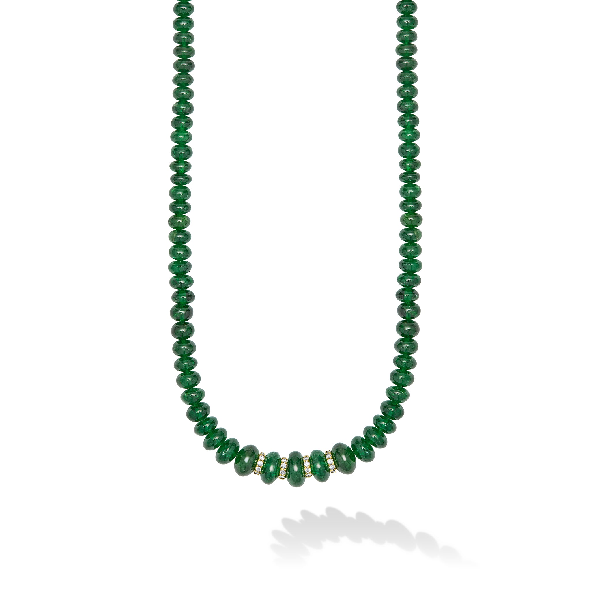 Caviar Gold 18K Gold Tsavorite Garnet and Diamond Necklace
