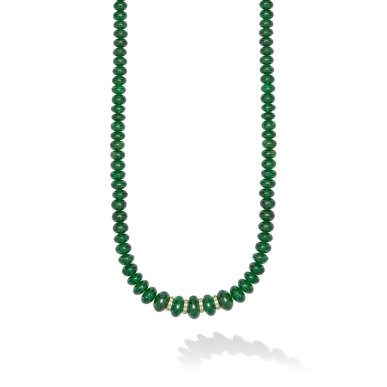 Caviar Gold 18K Gold Tsavorite Garnet and Diamond Necklace