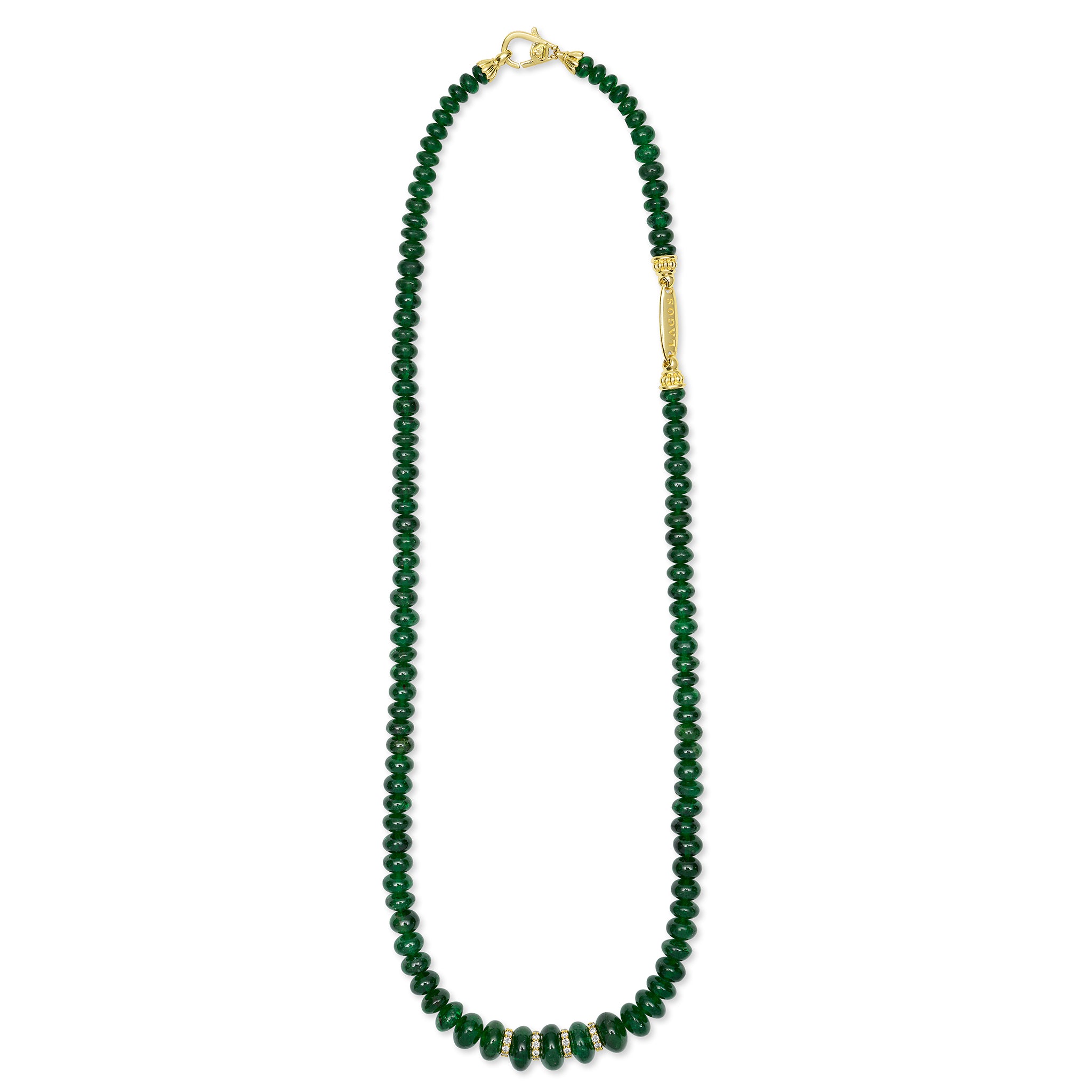 Caviar Gold 18K Gold Tsavorite Garnet and Diamond Necklace
