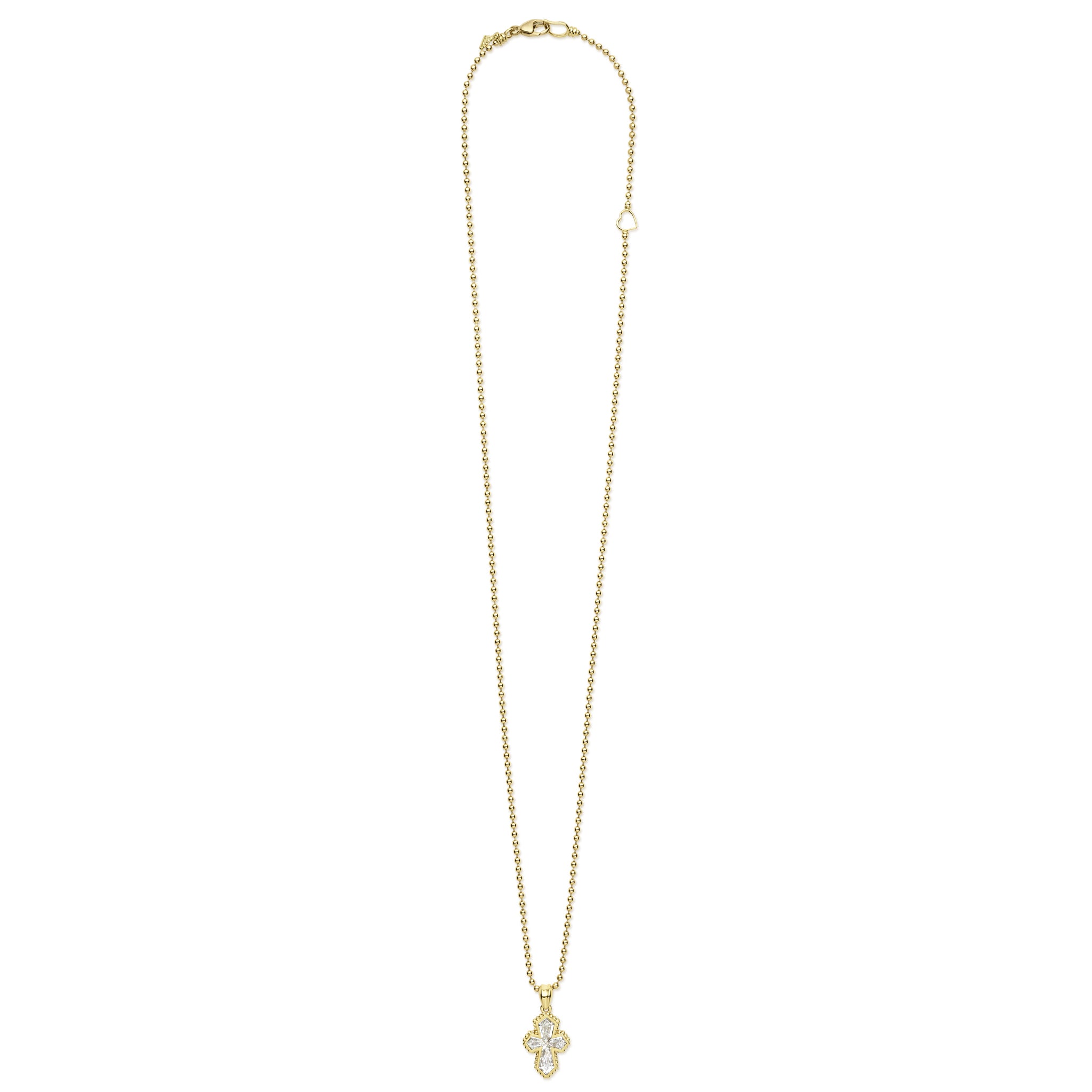 Caviar Gold Small 18K Gold and Diamond Cross Pendant Necklace