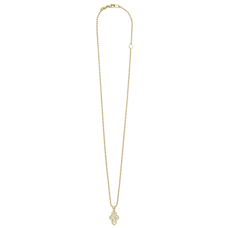 Caviar Gold Small 18K Gold and Diamond Cross Pendant Necklace