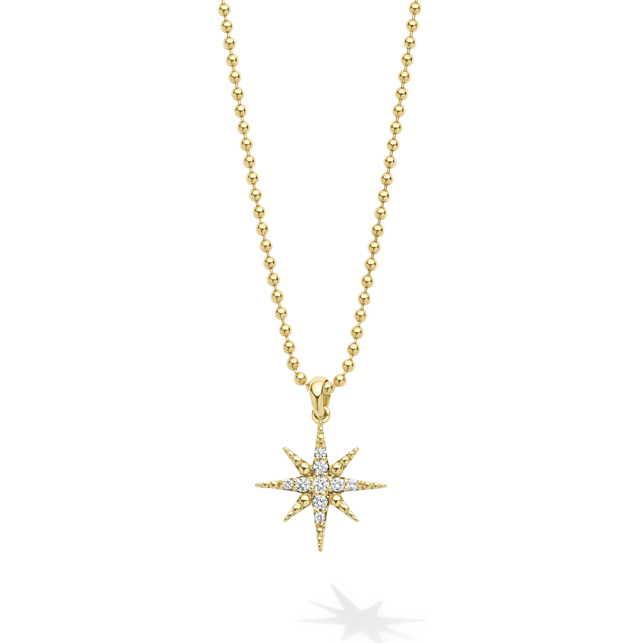 18K Gold Petite Diamond Star Pendant Necklace