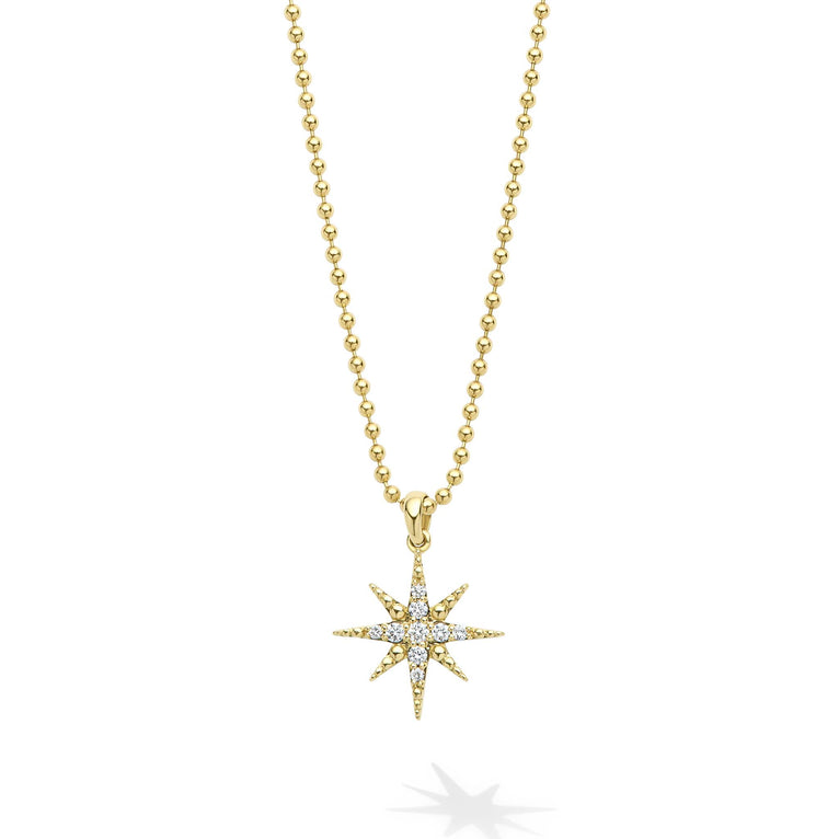 18K Gold Petite Diamond Star Pendant Necklace