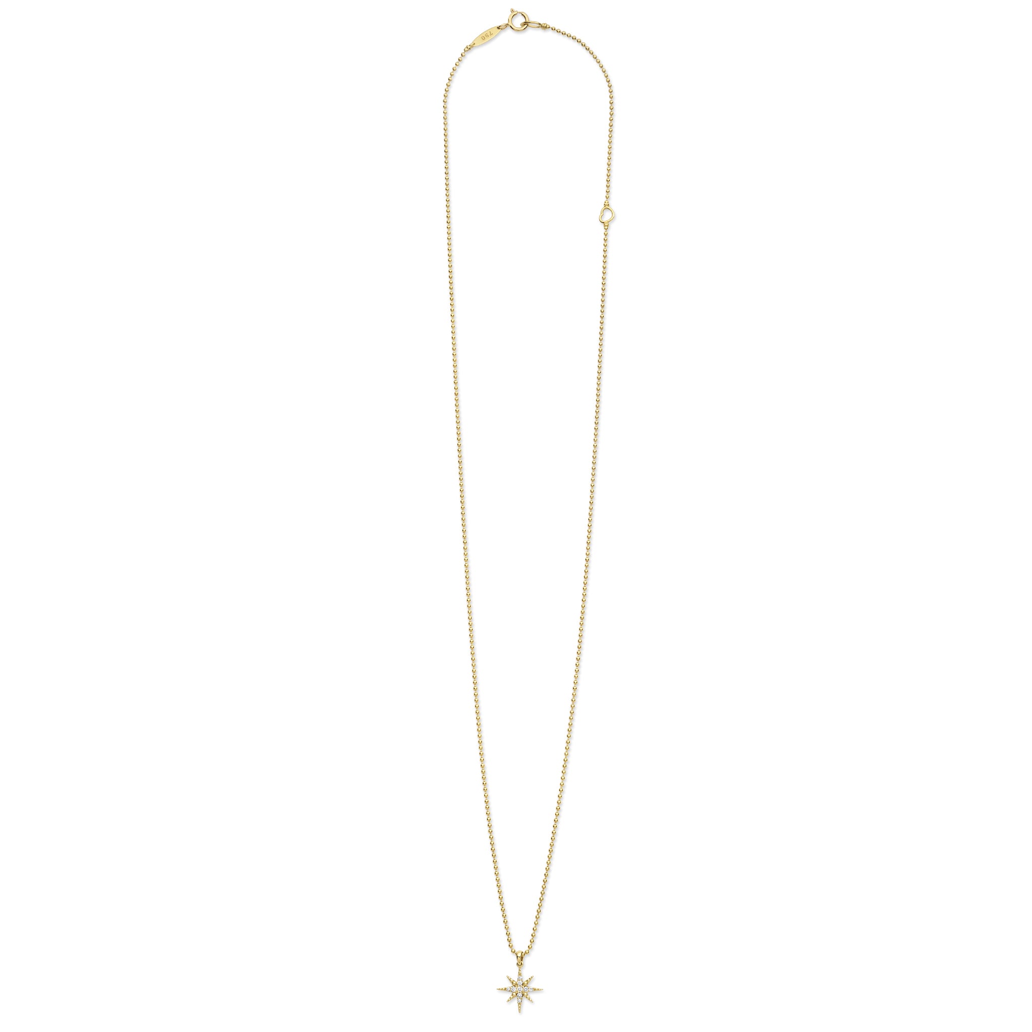 Full view of the 18K Gold Petite Diamond Star Pendant Necklace