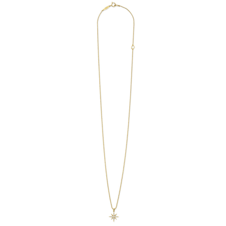 Full view of the 18K Gold Petite Diamond Star Pendant Necklace