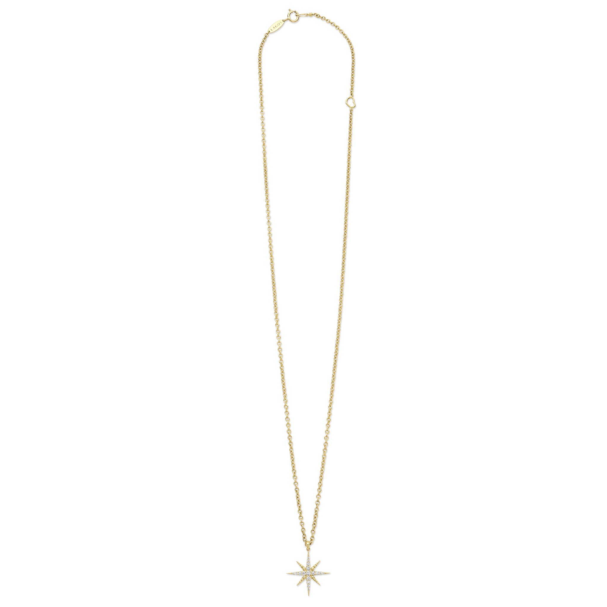 Full view of the 18K Gold Mini Diamond Star Pendant Necklace