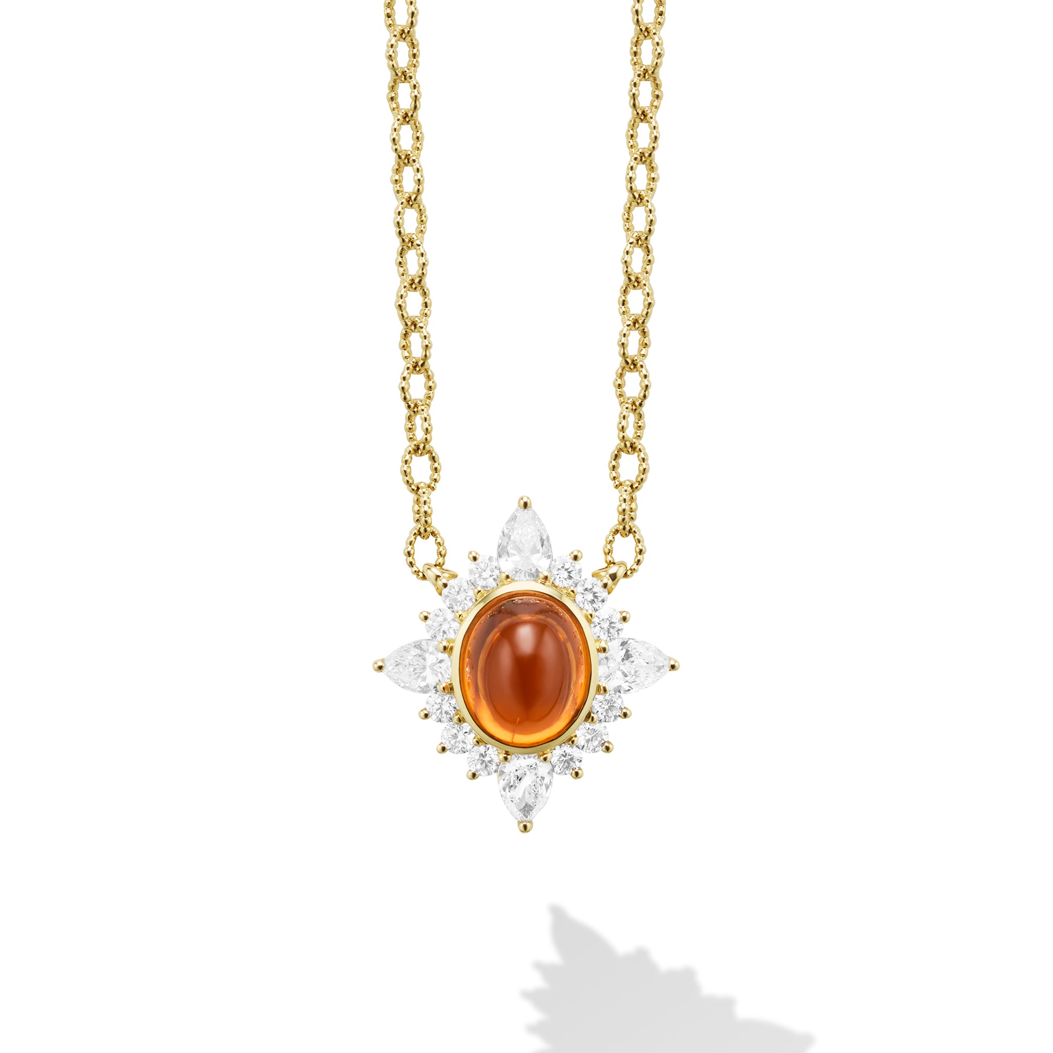 SML 18K Diamond & Orange Garnet Pendant Necklace