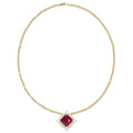 SML 18K Gold Rubellite and Diamond Link Necklace