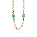 SML 18K Gold Jade Ball and Caviar Beaded Link Necklace