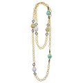 SML 18K Gold Jade Ball and Caviar Beaded Link Necklace