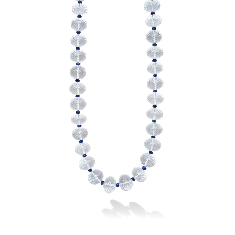18K White Topaz and Sapphire Necklace