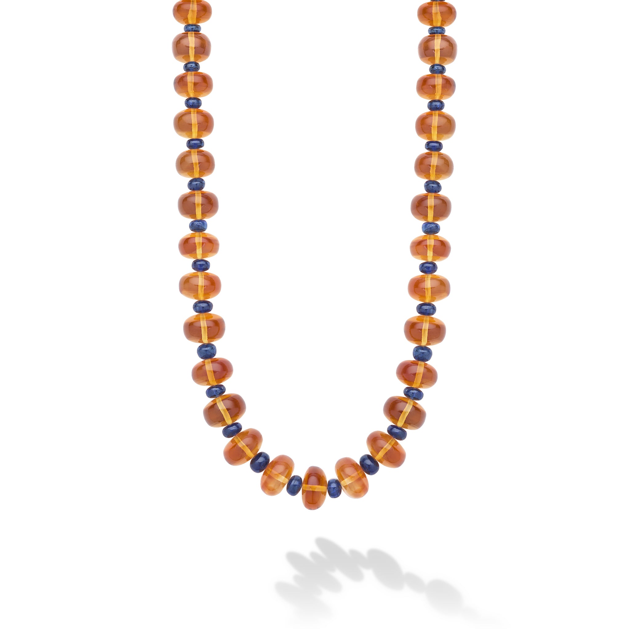 18K Gold Citrine & Sapphire Roundel Necklace