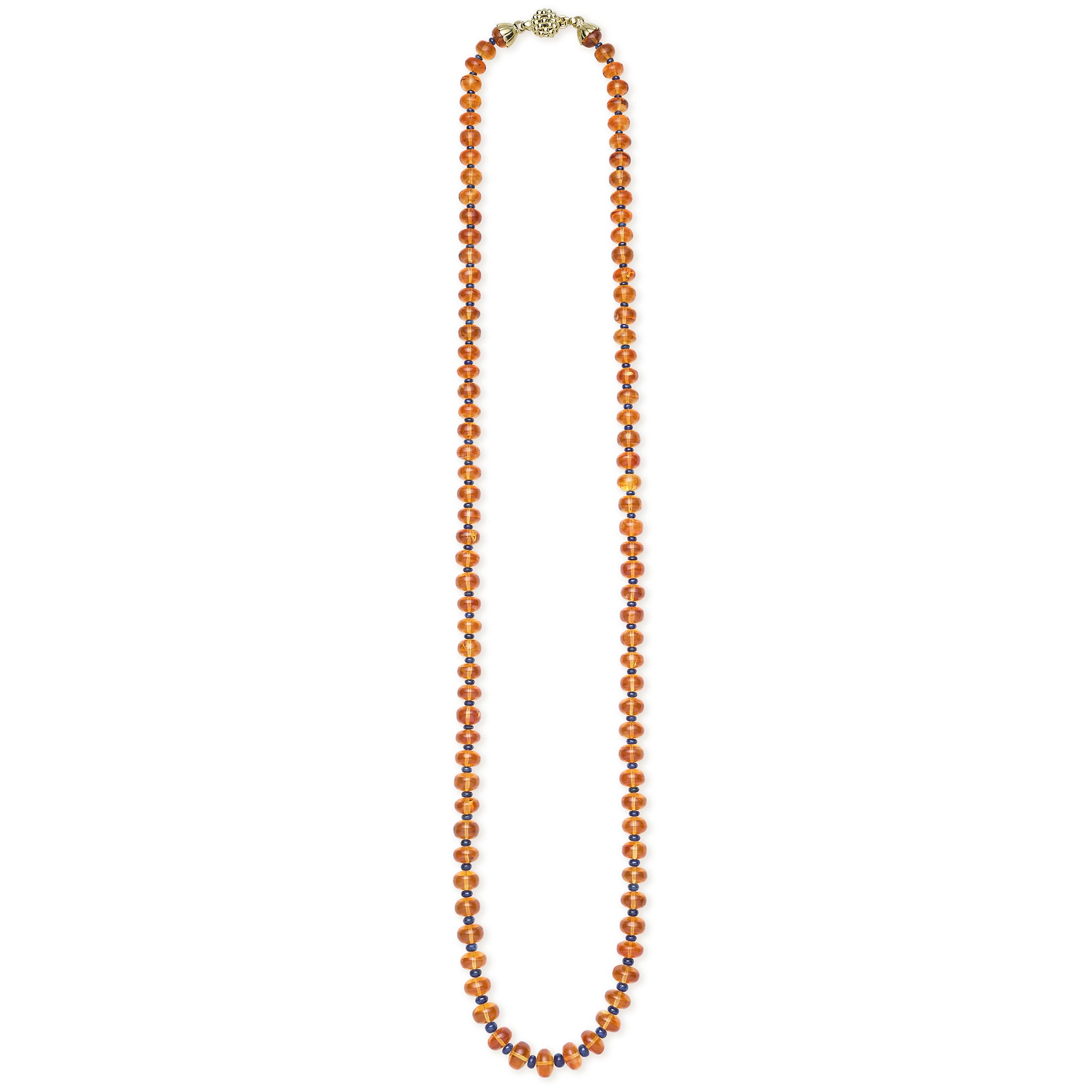 18K Gold Citrine & Sapphire Roundel Necklace