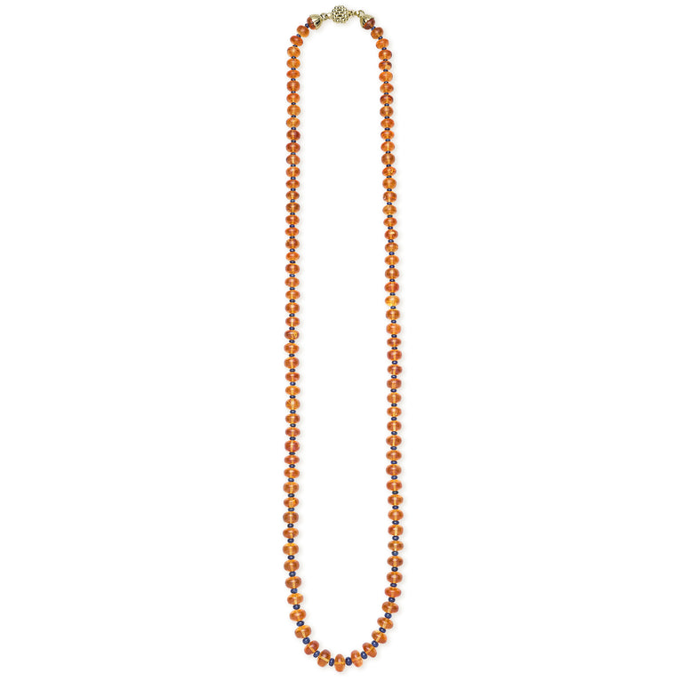 18K Gold Citrine & Sapphire Roundel Necklace