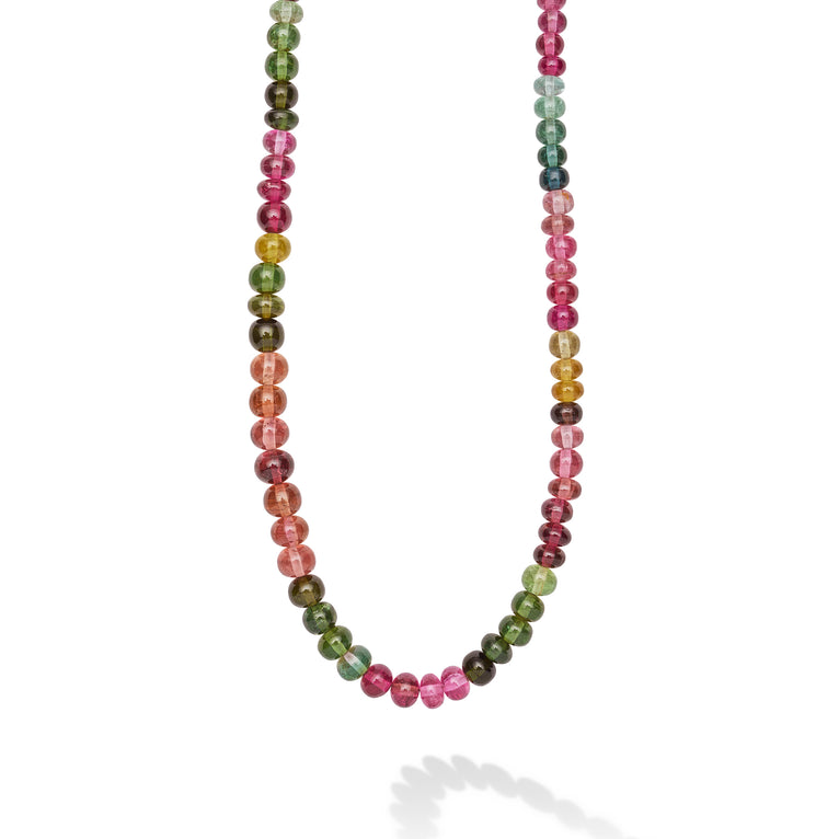 Caviar Gold 18K Mixed Tourmaline Beaded Necklace