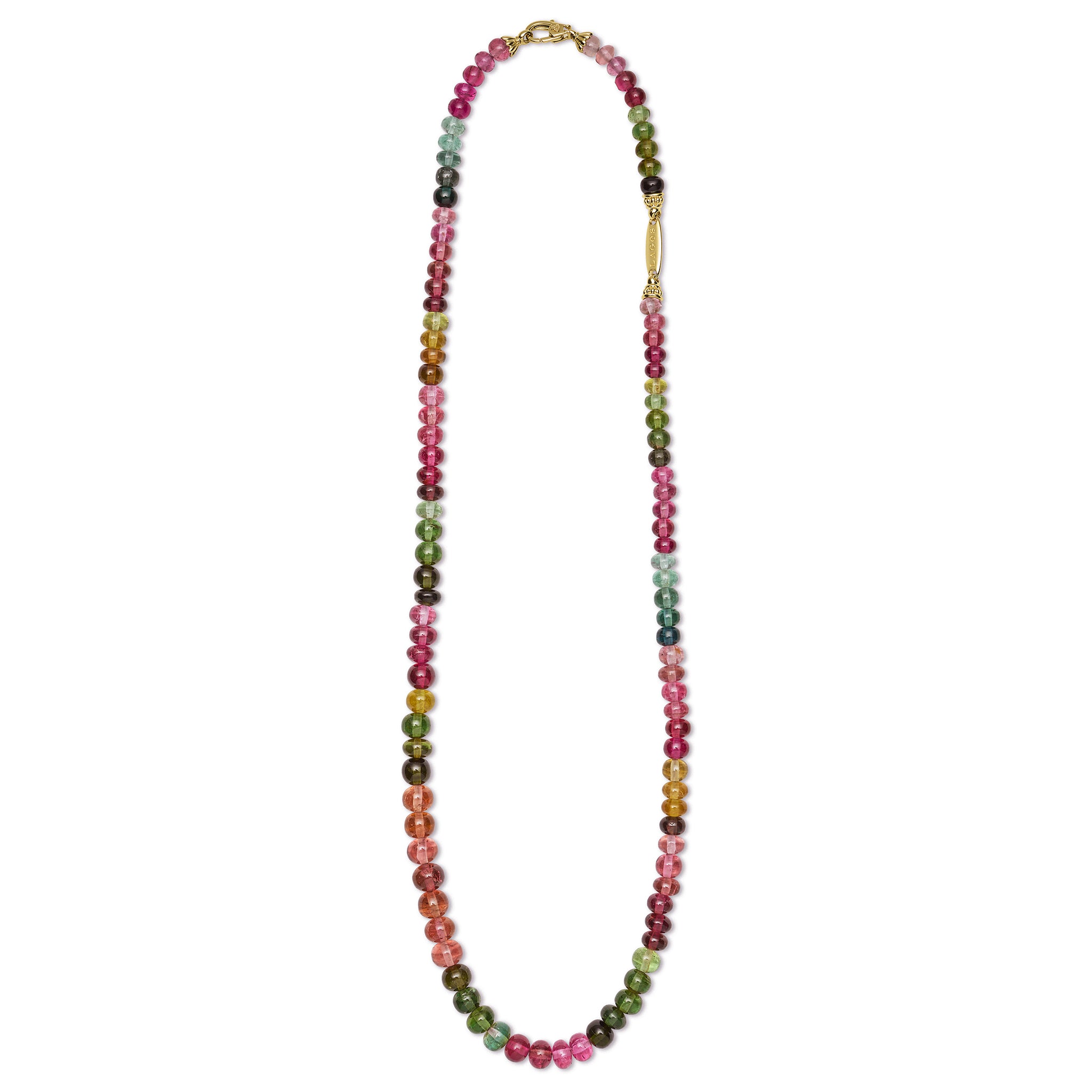 Caviar Gold 18K Mixed Tourmaline Beaded Necklace
