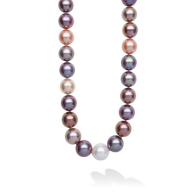 18K Caviar Gold Multi-Color Pearl Necklace