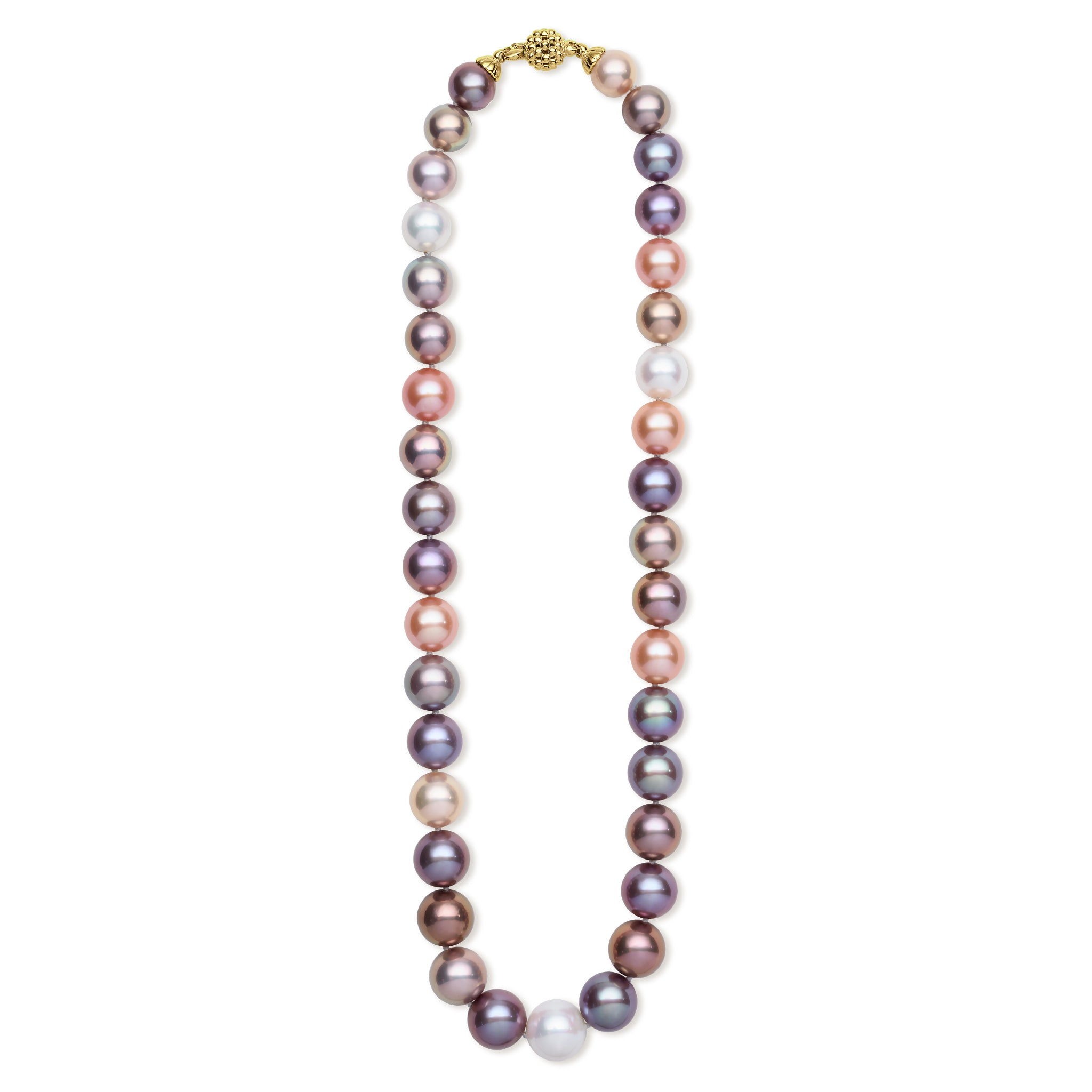 18K Caviar Gold Multi-Color Pearl Necklace