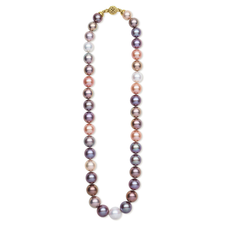18K Caviar Gold Multi-Color Pearl Necklace