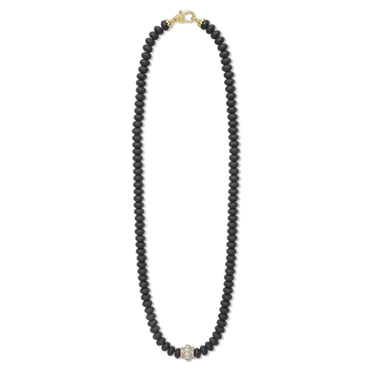 Caviar Gold 18K Matte Black Onyx Necklace