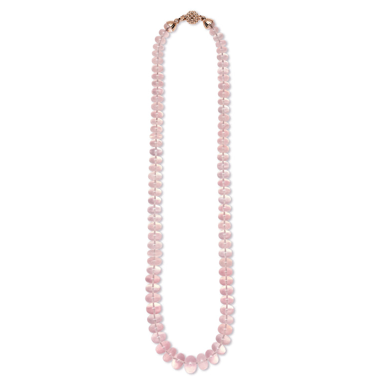 Caviar Gold 18K Caviar Gold Rose Quartz Necklace