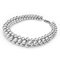 side of 22mm sterling silver beaded statement necklace with clasp