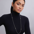 Model wearing Fluted Link Station Long Necklace