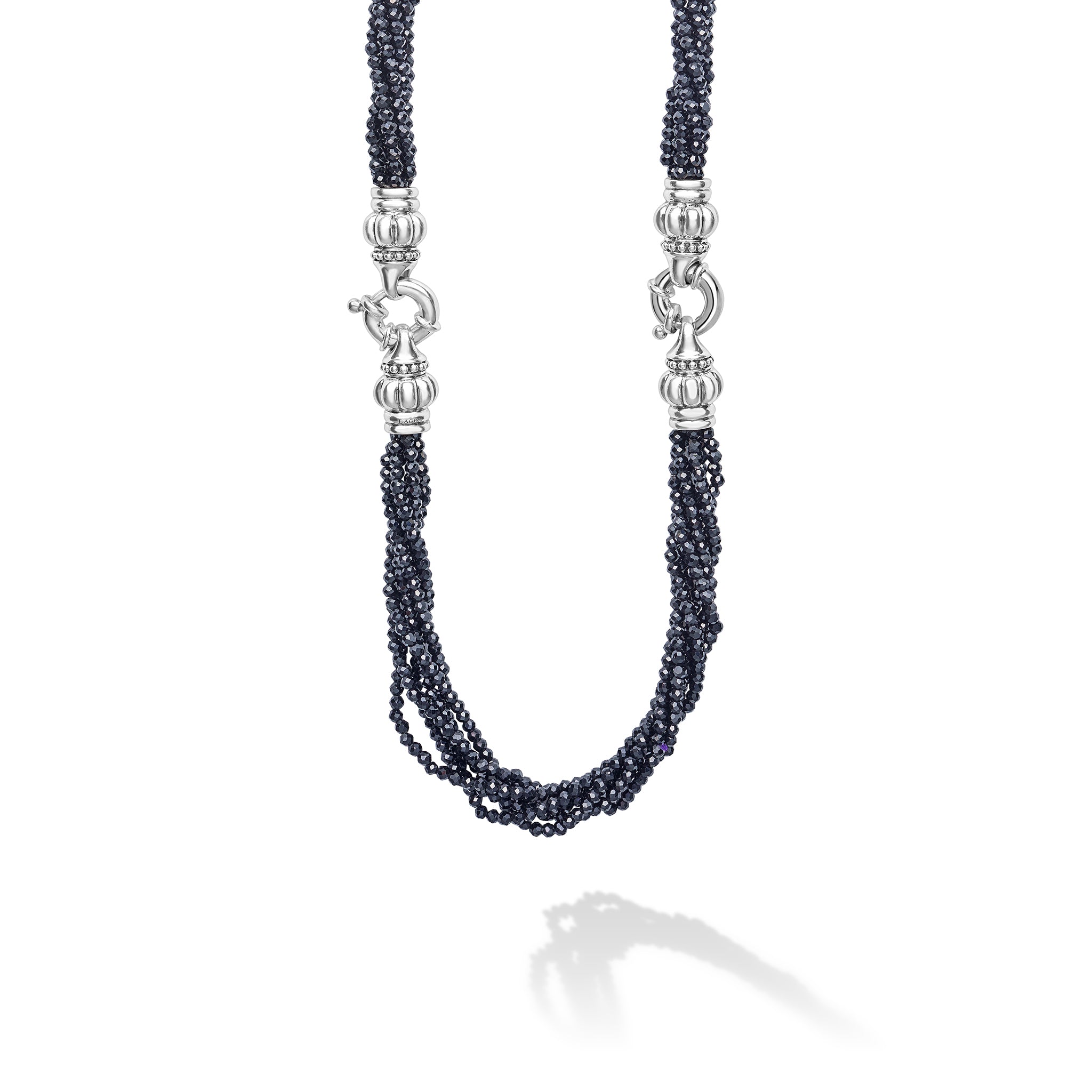 Caviar Icon Sterling Silver Black Spinel Bracelet & Necklace Set