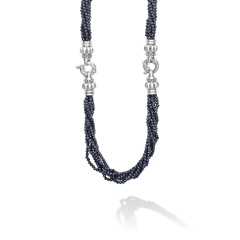 Caviar Icon Sterling Silver Black Spinel Bracelet & Necklace Set