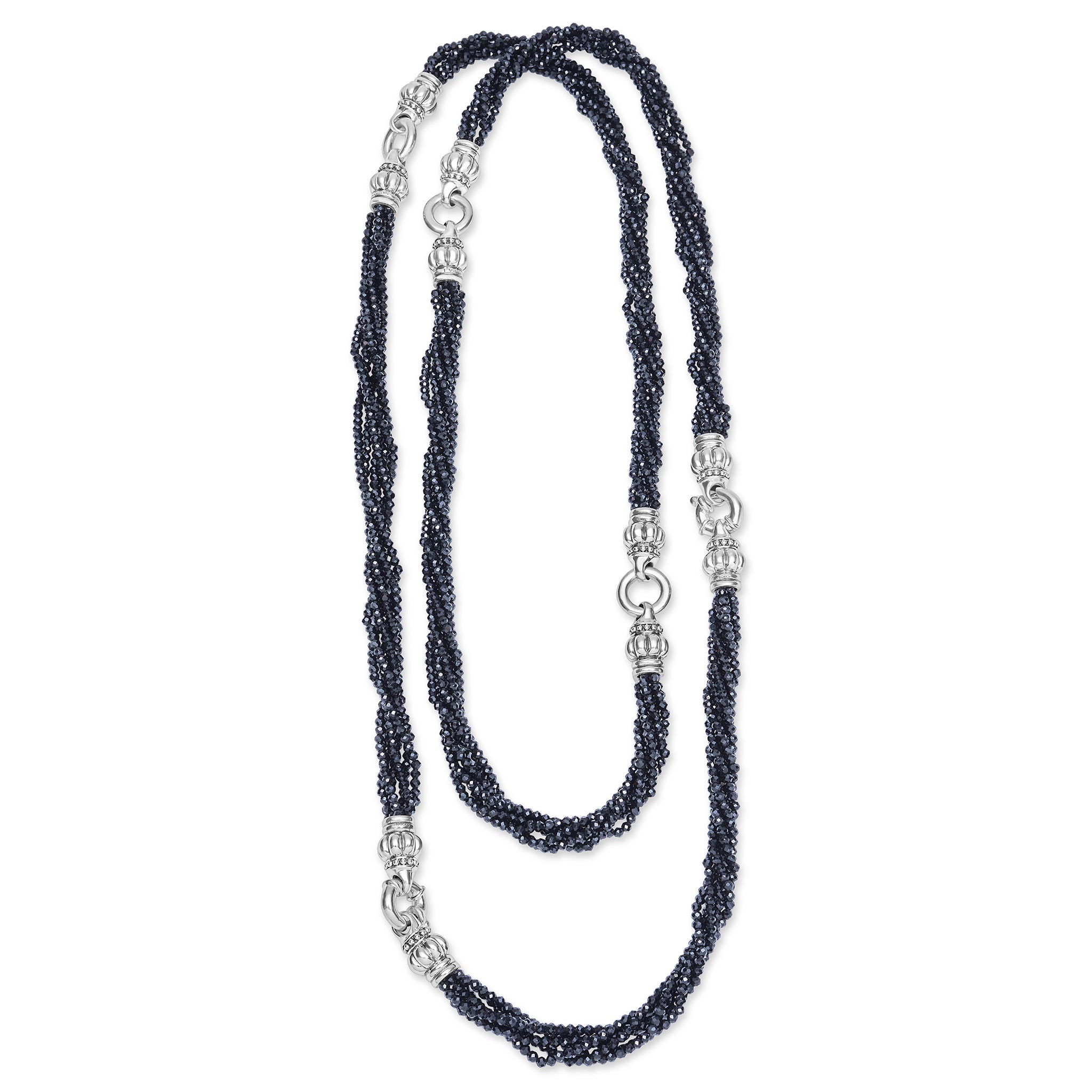 Caviar Icon Sterling Silver Black Spinel Bracelet & Necklace Set