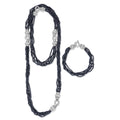 Caviar Icon Sterling Silver Black Spinel Bracelet & Necklace Set