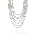 Closeup view of Two-Toned Caviar Five Row Strand Necklace