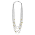 Full view of the Two-Toned Caviar Five Row Strand Necklace