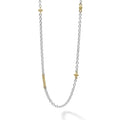 Sterling silver necklace with 18K gold Caviar beading and fluted accents. Ideal to style with various necklaces for a unique look.