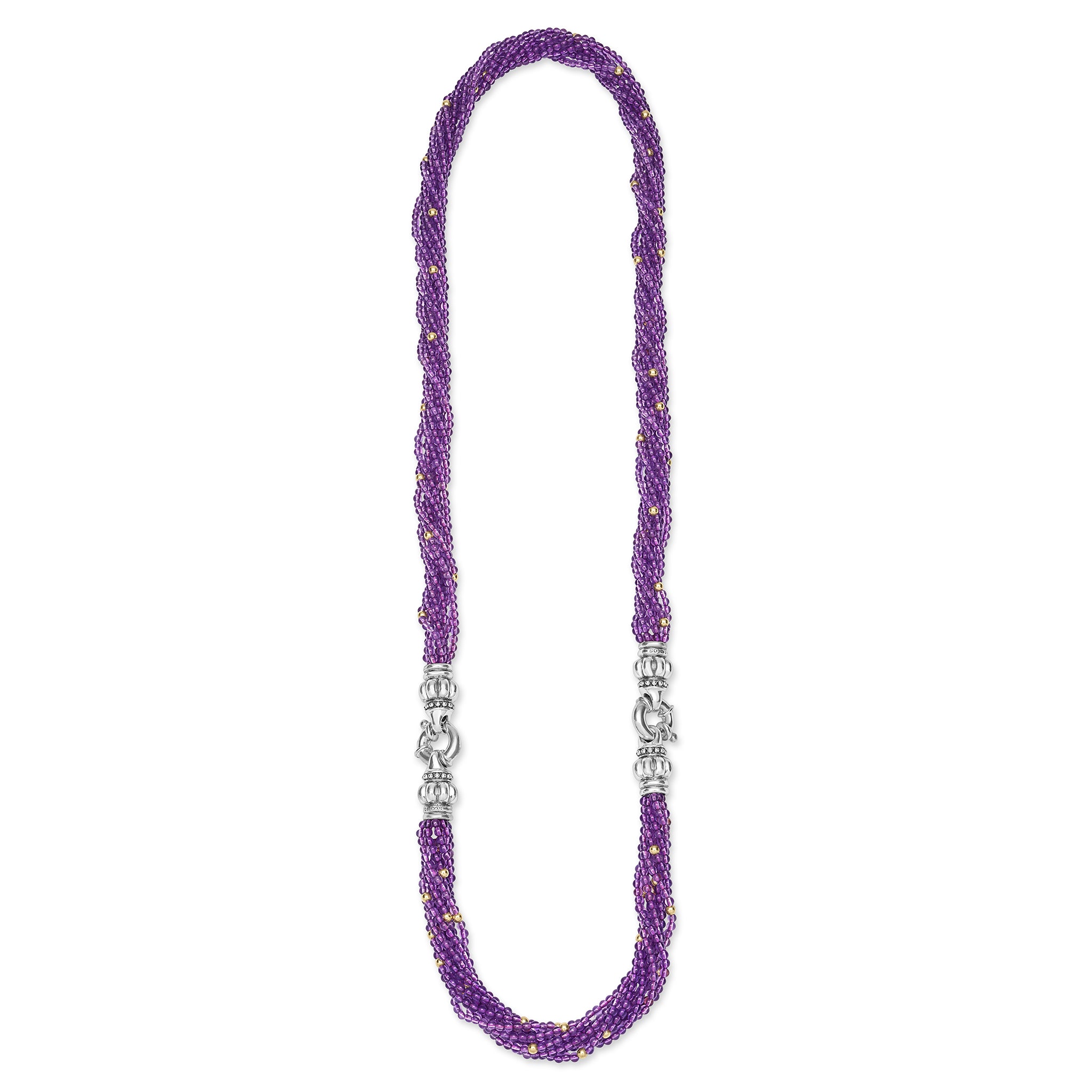 Caviar Icon Sterling Silver with Amethyst and 18K Gold Beaded Necklace
