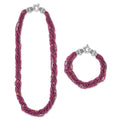 Caviar Icon  Sterling Silver and 18K Gold Garnet Beaded Necklace